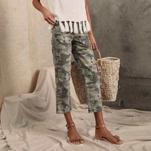 Free People High-Waisted wide leg camo jeans